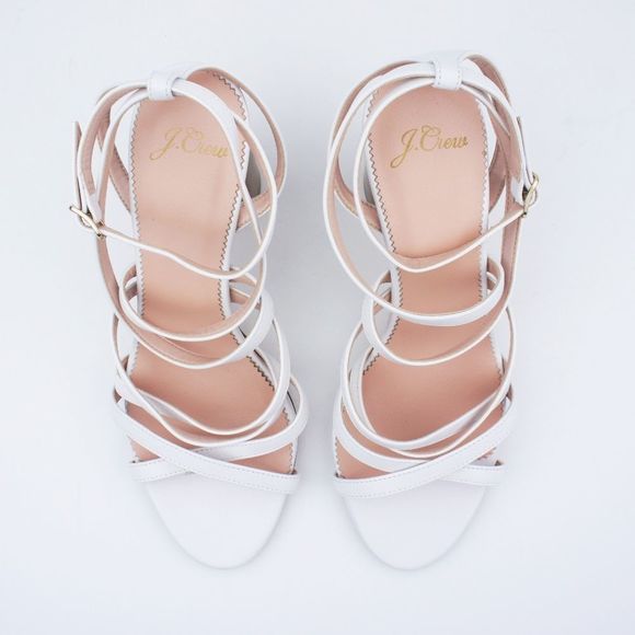 New JCREW Size 7.5 Stella Heels in White Leather - Picture 3 of 4